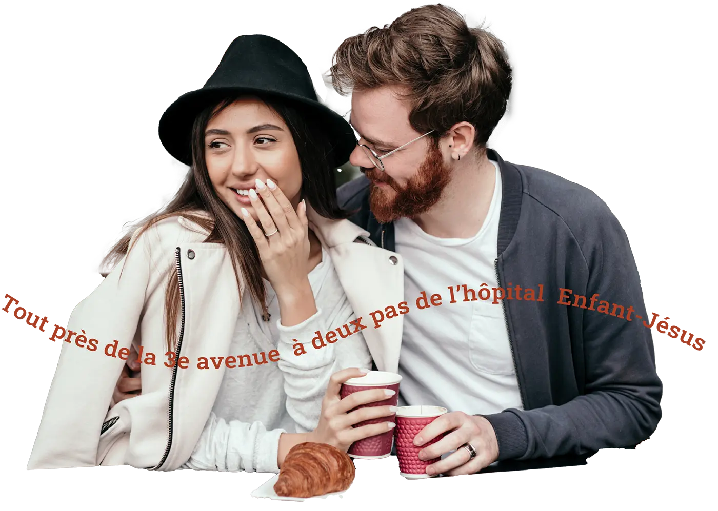 Couple au café, près de la 3e Avenue et de l’Hôpital de l’Enfant-Jésus